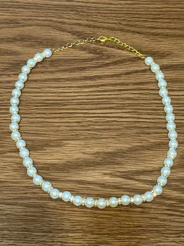 심플 화이트 펄 목걸이