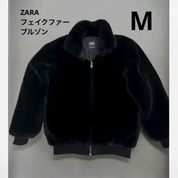 [ 새상품급 ] ZARA 인조 모피 자켓 블루종 코트 M 블랙