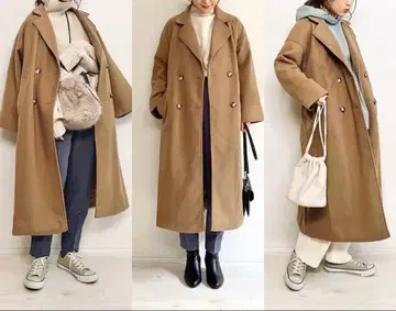 백 택 루즈 체스터 코트 베이지