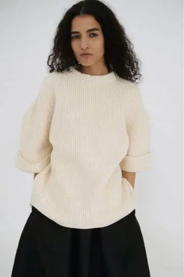 [ CLANE ] OVER HALF SLEEVE KNIT TOPS