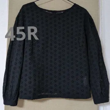 45R 도칸평 컷워크 블라우스 블랙