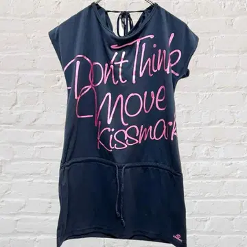 키스마크 튜닉 프렌치 슬리브 영문 빅 로고 목 뒤 끈 헬스장 M