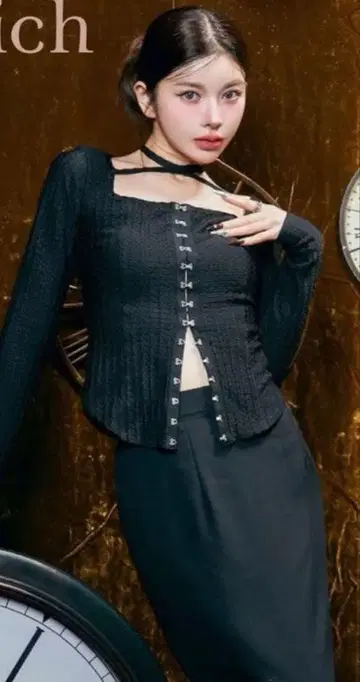 다리치 darich 프론트 후크 디자인 상의 BLK