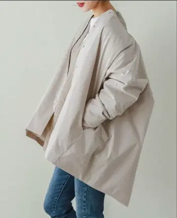 빅 실루엣 노카라 코트