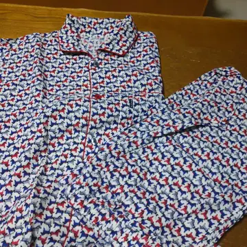 강아지 패턴 코튼 혼방 긴팔 파자마 와코루