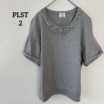 플라스테 비쥬 포함 반팔 상의 그레이 2