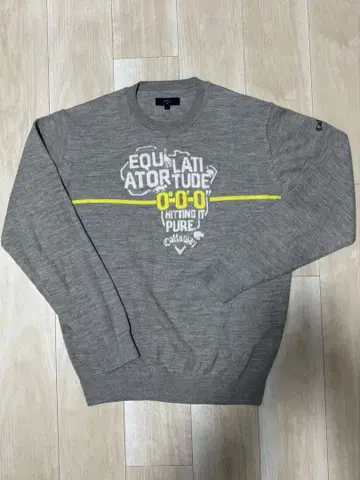 캘러웨이 골프 울 혼방 로고 자수 크루넥 니트 그레이 LL