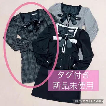 택 포함 미사용 새상품 [ 앙크루즈 ] 하트 페플럼 타이트 원피스