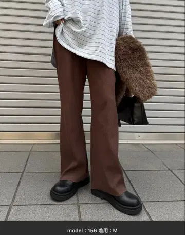 [ 마이너스 3kg/작은 키 사이즈 ] 깔끔한 실루엣 리브 팬츠