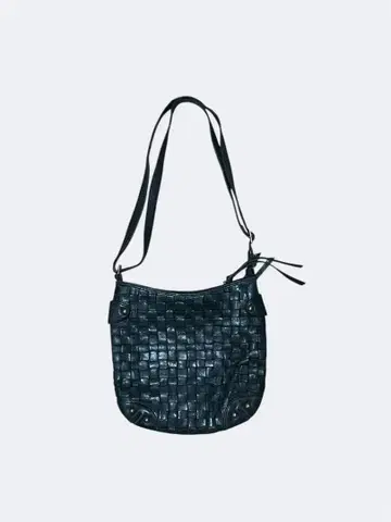 블랙 뜨개질 디자인 가죽 숄더백