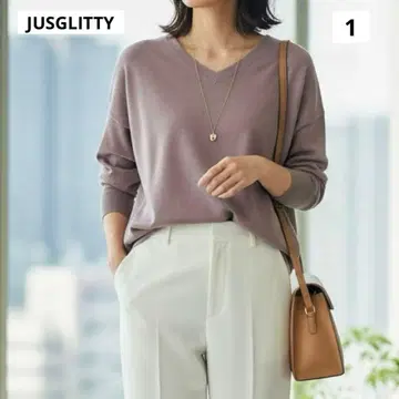 JUSGLITTY 전후 2WAY 루즈 V넥 니트