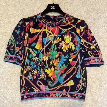 레어 레오나르 반팔 블라우스 트리밍 퍼프 슬리브 빈티지