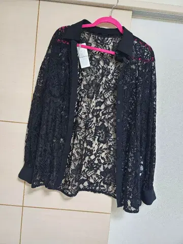 HARE 블랙 레이스 셔츠 F 사이즈
