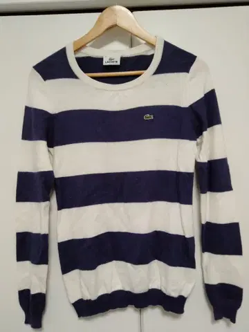 LACOSTE 캐시미어 스트라이프 긴팔 니트 스웨터 38