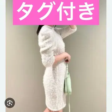 SNIDEL 스나이델 퍼 반짝이 라메 니트 원피스 원피스