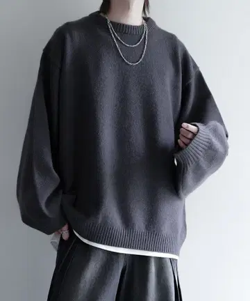 하이 기능성 니트 와이드 벌룬 슬리브 루즈 스웨터