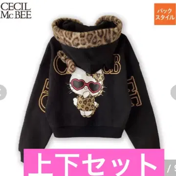 세실 맥비 헬로키티 레오파드 무늬 후드티 아베일 키티 M