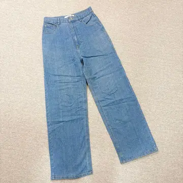 르농큐르 하의 와이드 데님 팬츠 M 사이즈 블루 면 하이웨스트