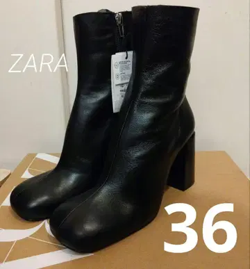 ZARA 미사용 새상품 가죽 라운드토 부티 부츠 36 자라