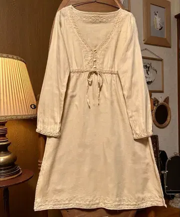 70s 80s 구제 의류 프랑스 유럽 앤티크 빈티지 자수 원피스