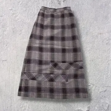 90'svintage 클래식 체크 롱 스커트 내추럴 모드