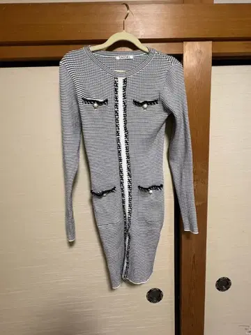 SNIDEL 스트라이프 니트 원피스 긴팔