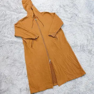 아이엠아이 긴팔 후드티 롱 기장 프리 사이즈 브라운 일본제 면 100%