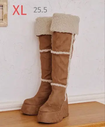 Darich 페이크 무스탕 니하이 부츠 카멜 XL