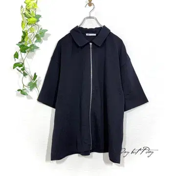 ZARA 자라 풀 집업 반팔 가디건 (M) 리브 니트 루즈핏 오버 사이즈