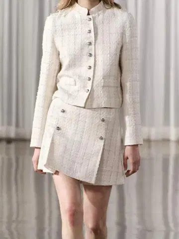 ZARA 트위드 셋업 트위드 자켓 화이트 트위드 스커트