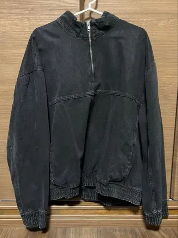 ZARA 하프 지퍼 데님 자켓 블랙