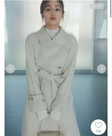 택 포함 새상품 울 캐시미어 스탠드 카라 코트 스나이델 SNIDEL