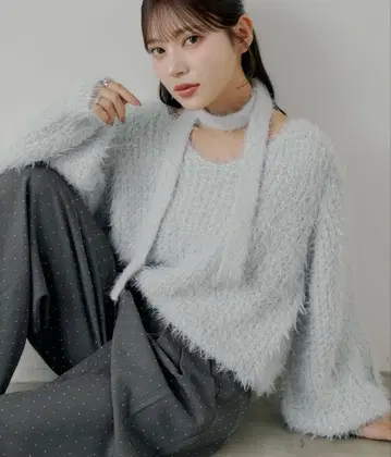 Chico 보타이 포함 멜란지 루즈 니트