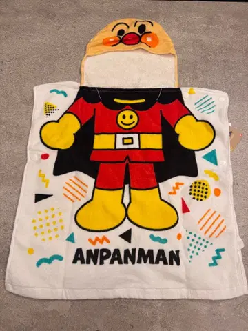 새상품 호빵맨 후드 부착 타월 수영장 어린이