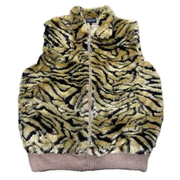 레오파드 퍼 베스트 아우터