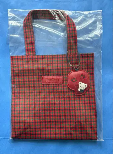 미사용 새상품 [ 파밀리아 ] 토트백(소) 빨간색 계열 파밀리아 체크