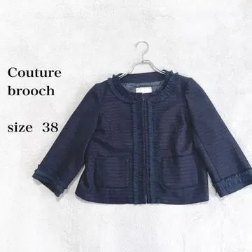 Couture brooch 노카라 자켓 사이즈 38 네이비