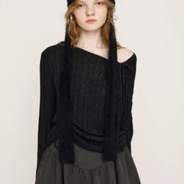 SLY 개더 리본 니트탑 가을 옷 겨울 의류 y2k