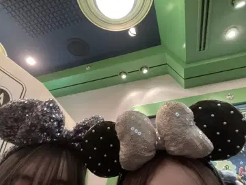 미키 귀 머리띠 스팽글 리본