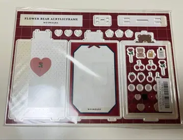 후쿠야 아크릴 프레임 플라워 베어 레드