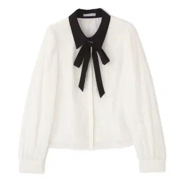 질 바이 질 스튜어트 리본 보타이 화이트 블라우스