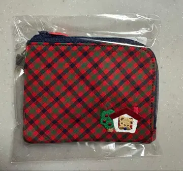 미사용 새상품 [ 파밀리아 ] 빨간색 계열 체크 패스 케이스