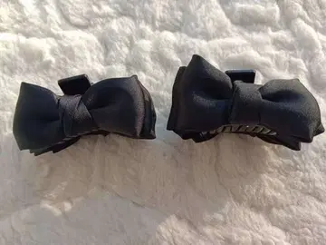 블랙 리본 헤어 클립 2개 세트