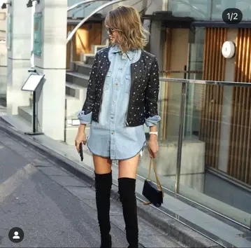 미러나인 데님 셔츠