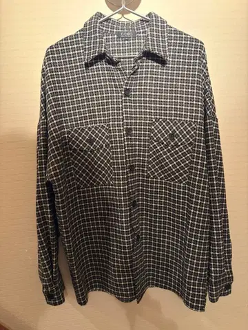 아우터 체크 무늬 긴팔 셔츠 블랙 화이트