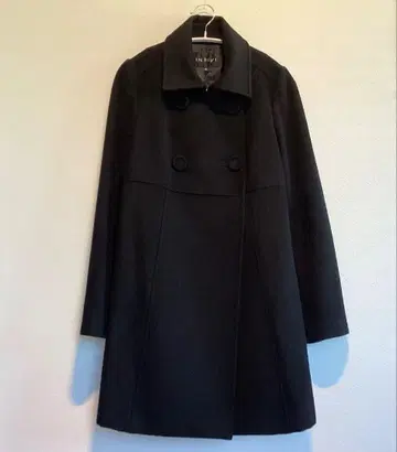 새상품급 INDIVI 블랙 롱 코트 더블 버튼