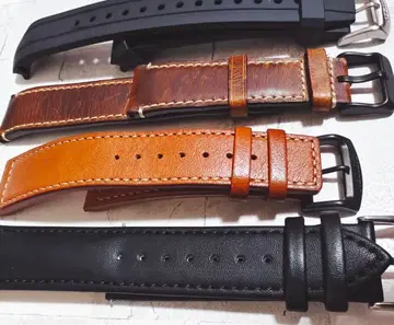 시계 벨트 22mm 4개 세트 CITIZEN 천연 가죽 가죽 러버 블랙