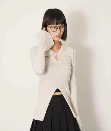 DISPATCHER NO.8 프론트 슬릿 니트탑 미사용 새상품