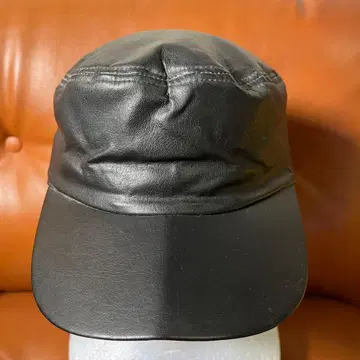 USA 제조 90년대 빈티지 무지 워크캡 가죽 블랙