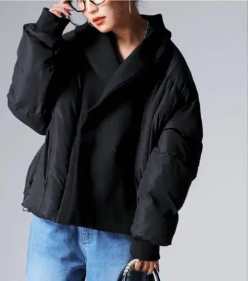 antiqua 안티카 이소재 리브 절개 패딩 자켓